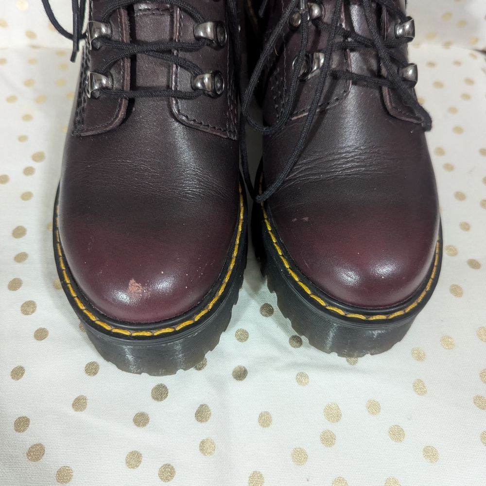 Dr. Martens Women's Burgundy Leather Boots - Picture 4 of 10